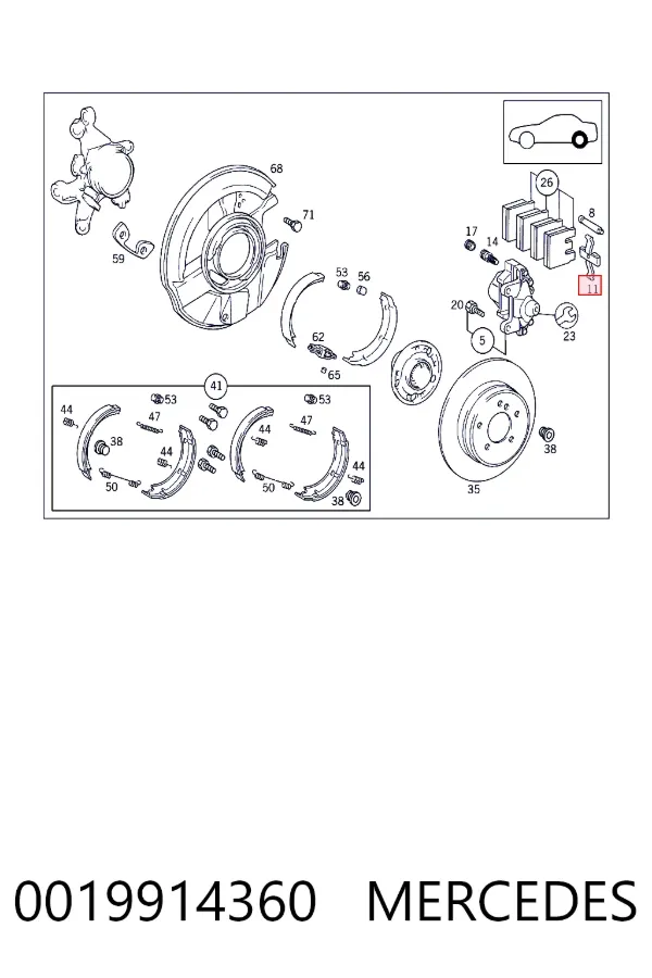Juego de reparación de pastillas de freno 0019914360 Mercedes