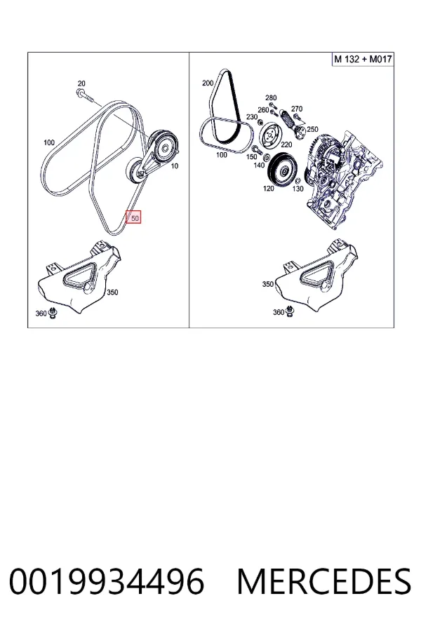 Correa de alternador 0019934496 Mercedes