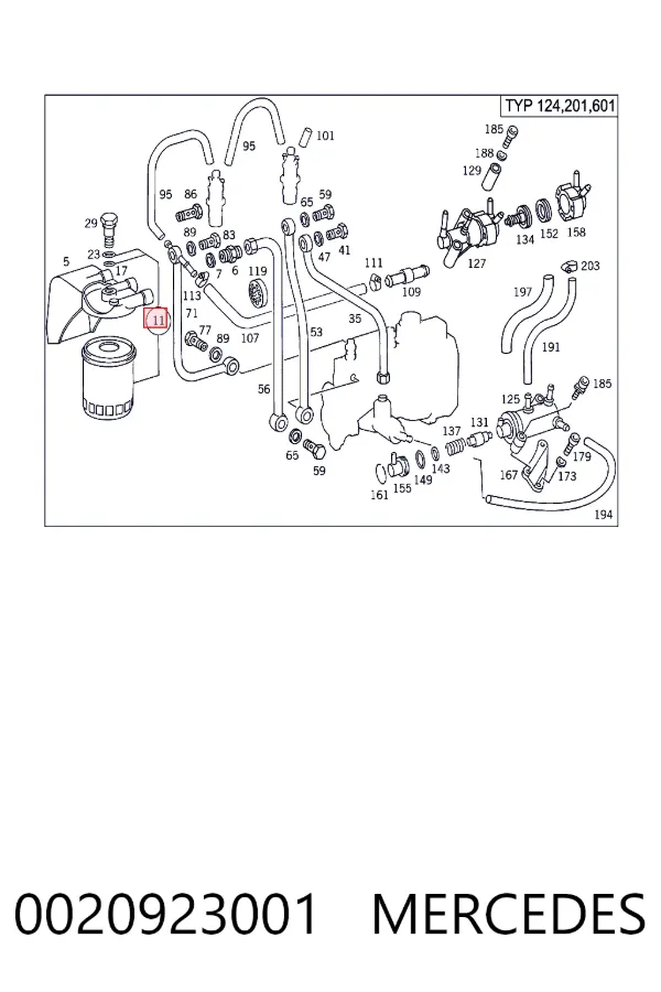 Filtro de combustible 0020923001 Mercedes
