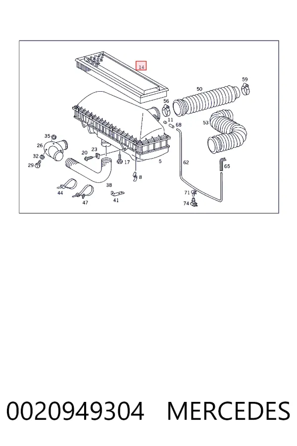 Filtro de aire 0020949304 Mercedes