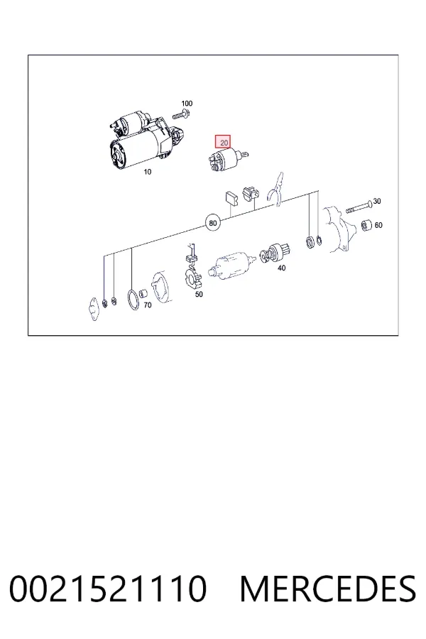 Solenoide de arranque 0021521110 Mercedes