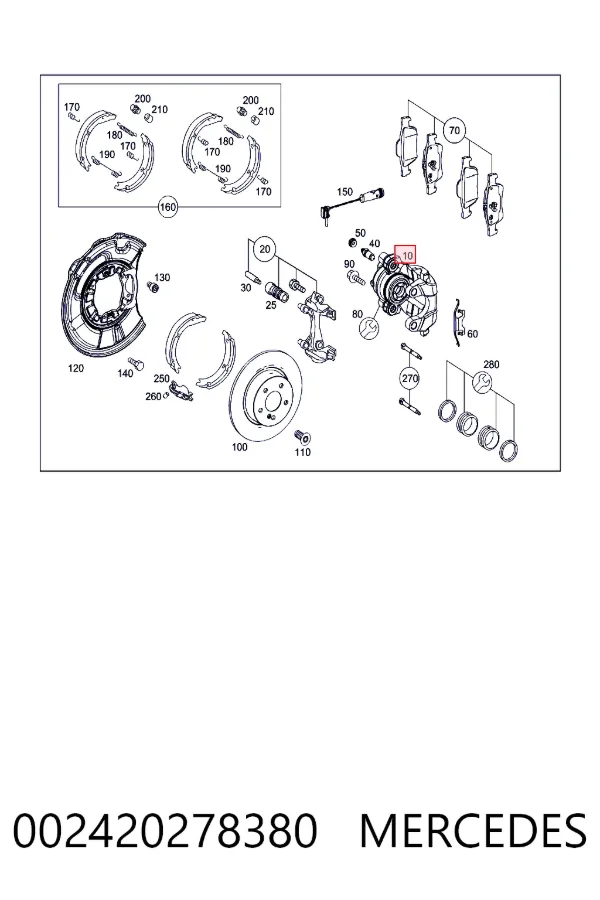 Pinza de freno trasera izquierda 002420278380 Mercedes