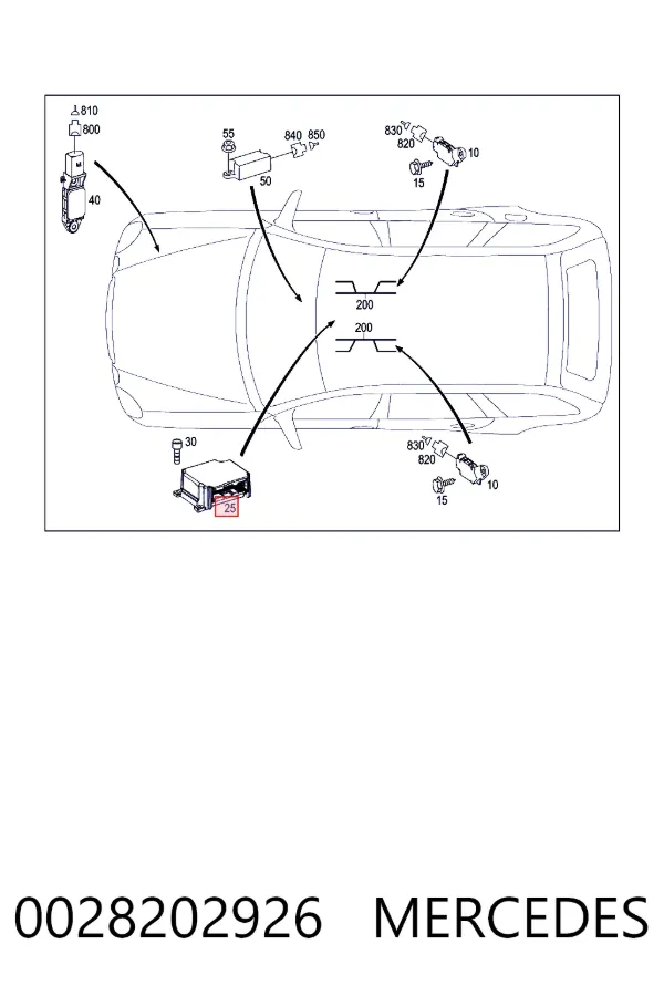 Módulo de control de airbag 0028202926 Mercedes