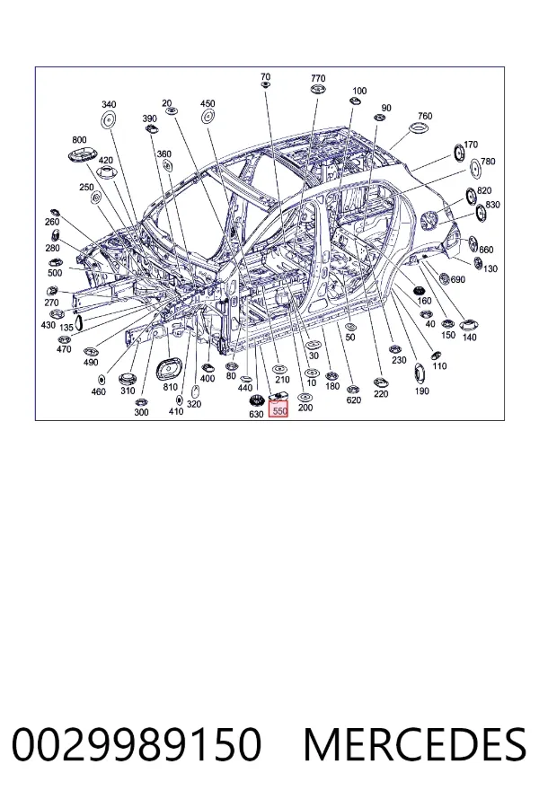 Tapón del orificio del gato 0029989150 Mercedes