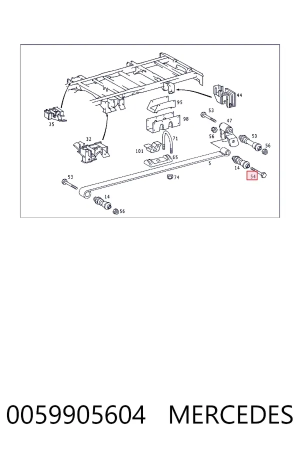 Perno trasero de ballesta trasera 0059905604 Mercedes