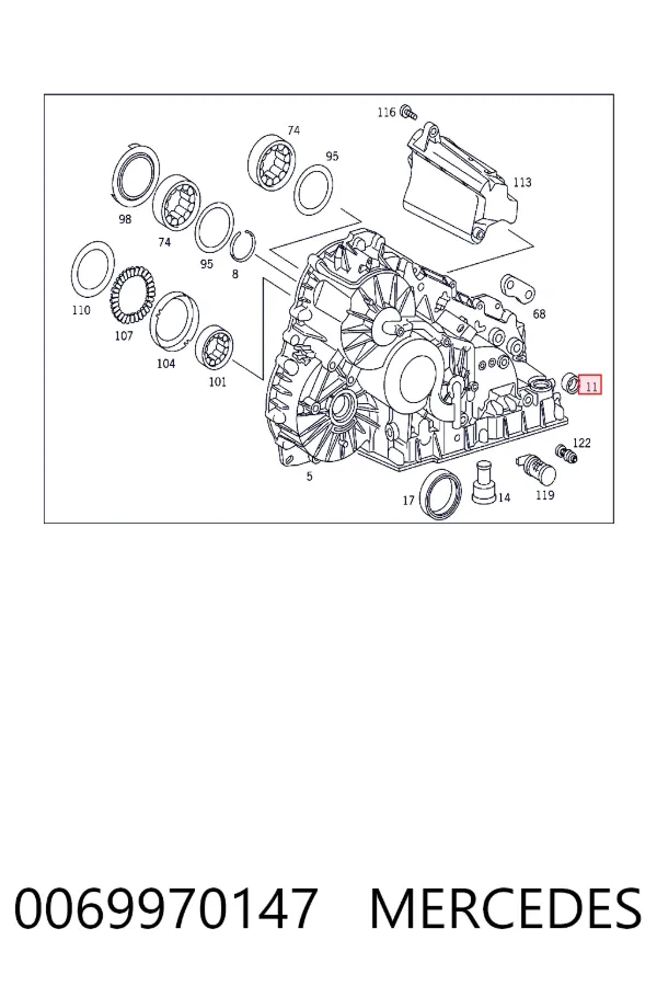 Retén del vástago del cambio de la caja de cambios 0069970147 Mercedes