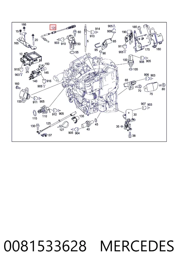 Sensor de temperatura de gases de escape antes de la turbina 0081533628 Mercedes