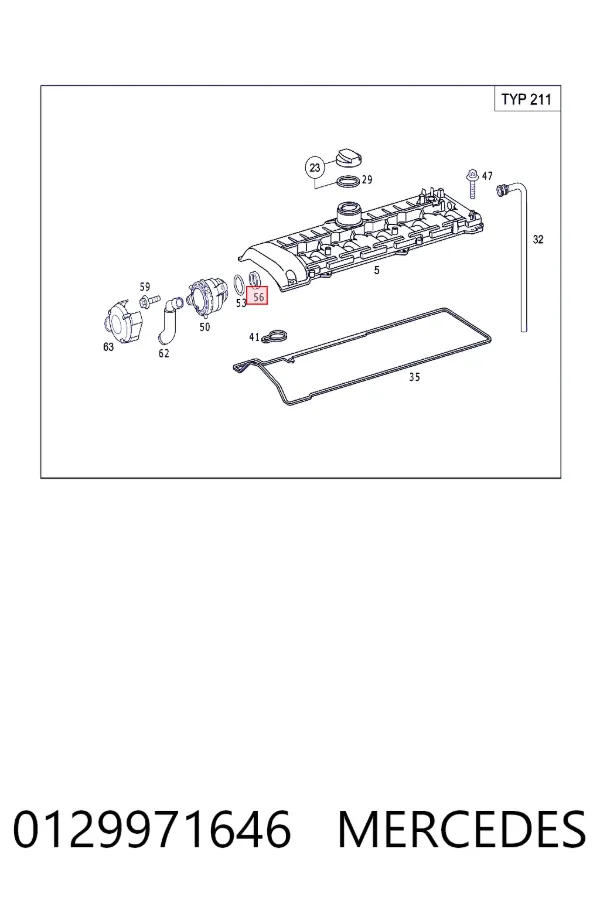 Retén del eje intermedio (de equilibrado) del motor 0129971646 Mercedes