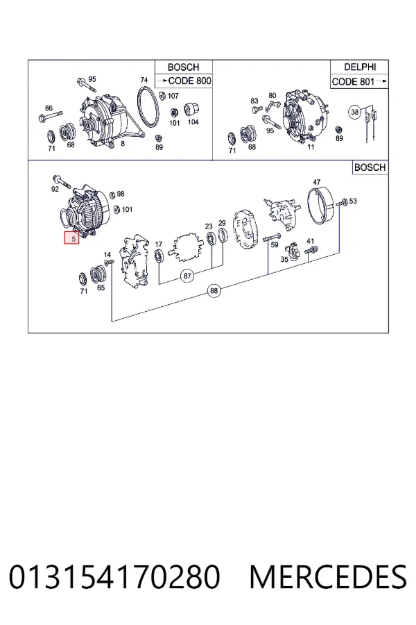 Alternador 013154170280 Mercedes