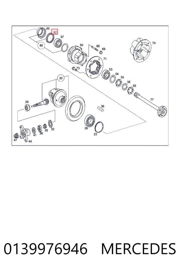Retén de cubo trasero 0139976946 Mercedes