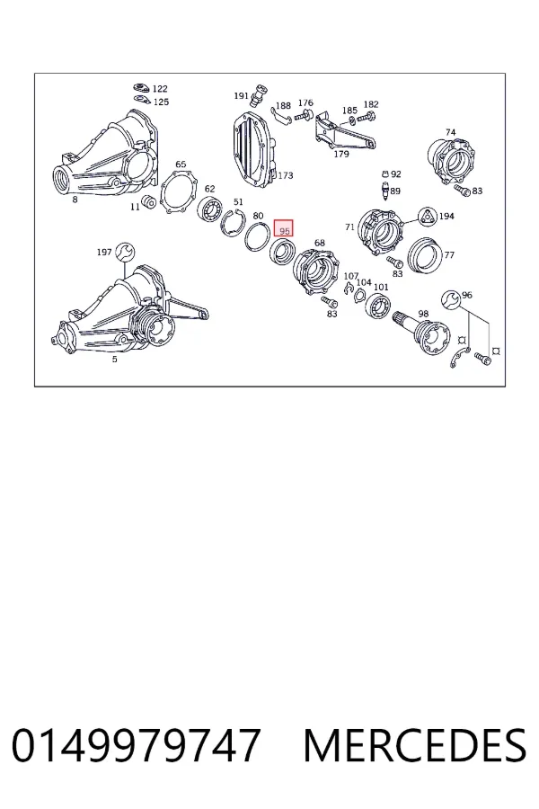 Retén del diferencial del eje trasero 0149979747 Mercedes