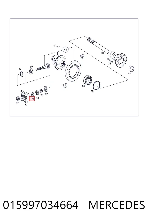 Retén del piñón del diferencial trasero 015997034664 Mercedes