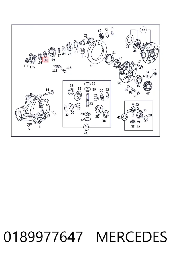 Retén del diferencial del eje trasero 0189977647 Mercedes