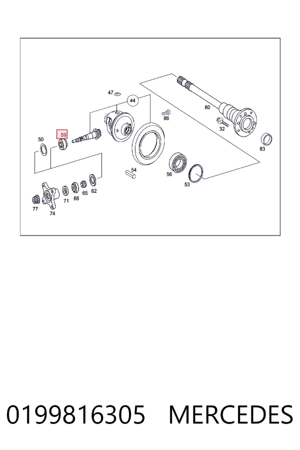 Rodamiento interior del piñón del eje delantero 0199816305 Mercedes