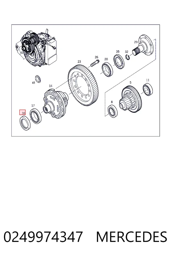 Retén del semieje delantero derecho 0249974347 Mercedes