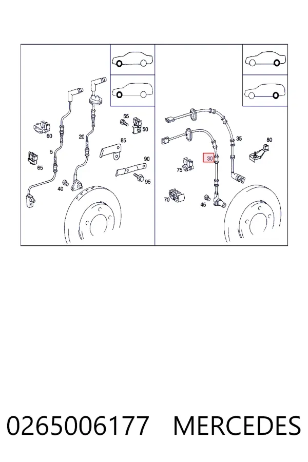 Sensor ABS trasero izquierdo 0265006177 Mercedes