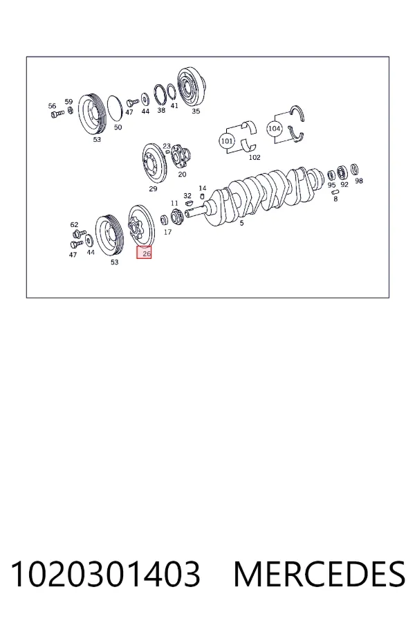 Polea de cigüeñal 1020301403 Mercedes