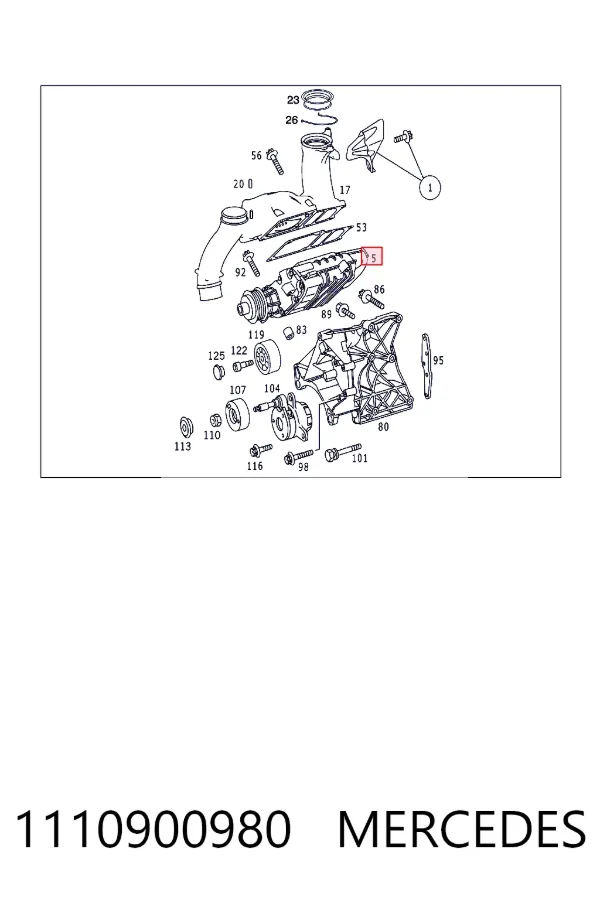 Compresor de sobrealimentación del motor 1110900980 Mercedes