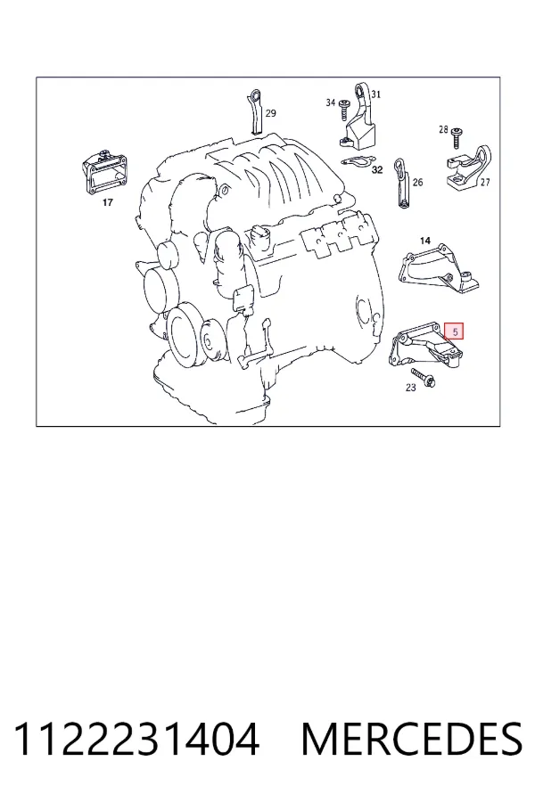 Soporte del soporte izquierdo del motor 1122231404 Mercedes