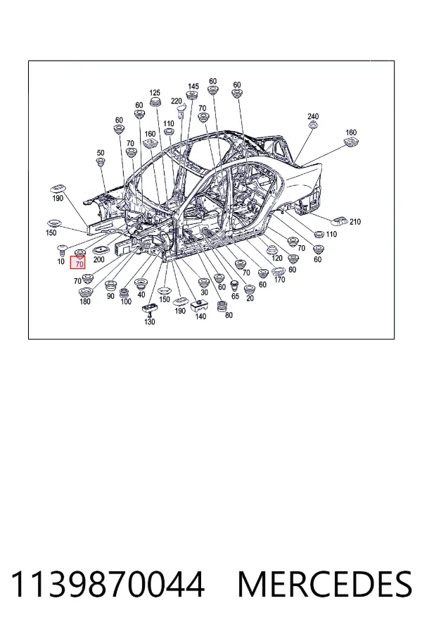 Tapón del suelo de la carrocería 1139870044 Mercedes