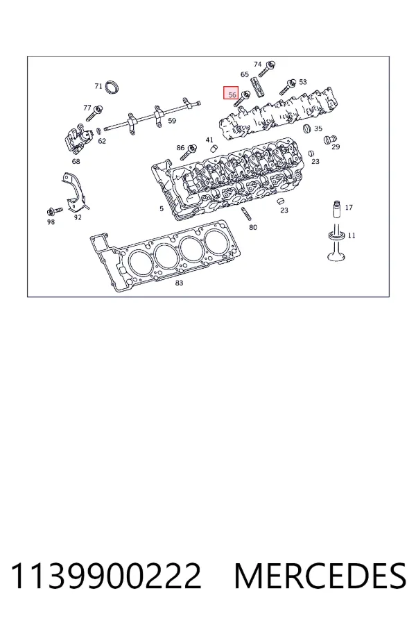 Perno de tapa de válvula de culata 1139900222 Mercedes