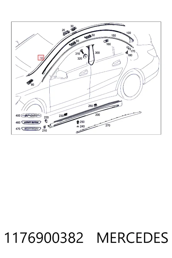 Moldura de techo izquierda 1176900382 Mercedes