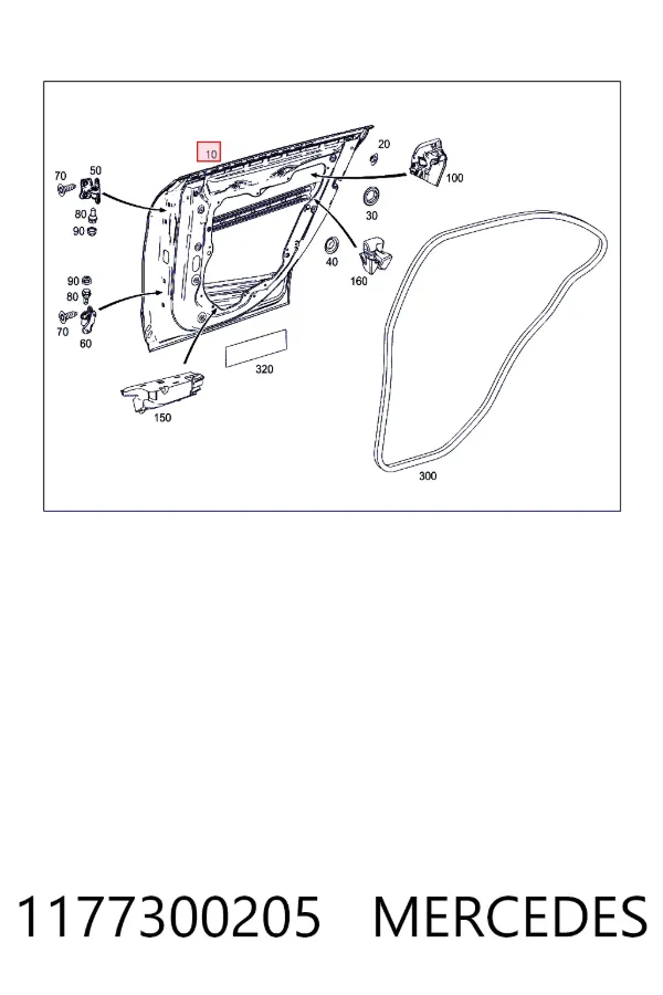 Puerta trasera derecha 1177300205 Mercedes