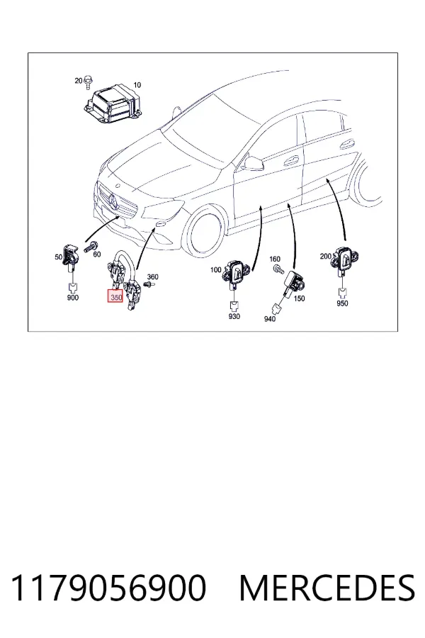 Sensor de airbag delantero 1179056900 Mercedes