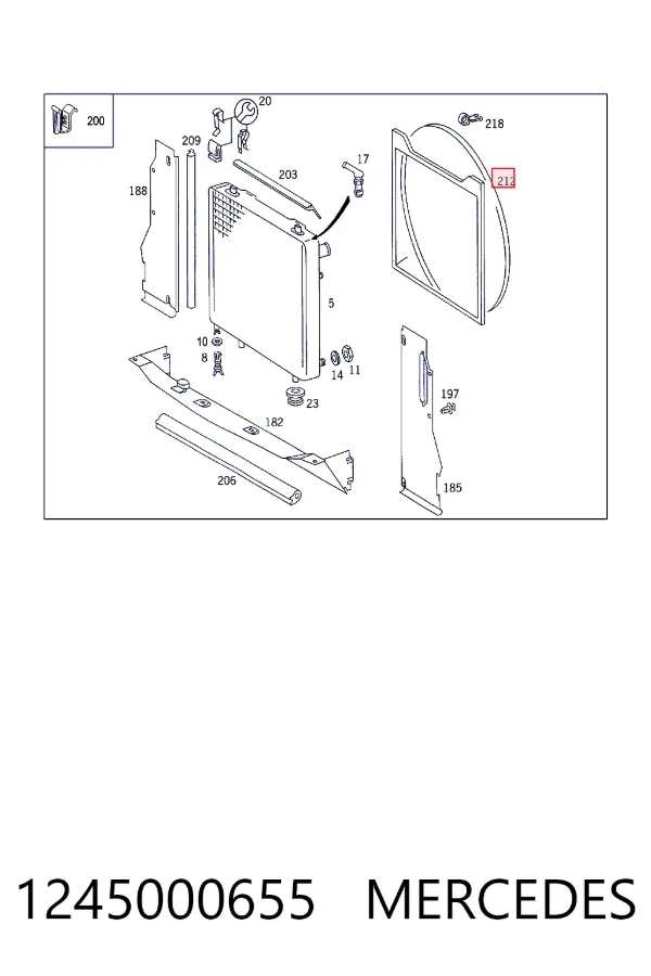 Bastidor radiador 1245000655 Mercedes
