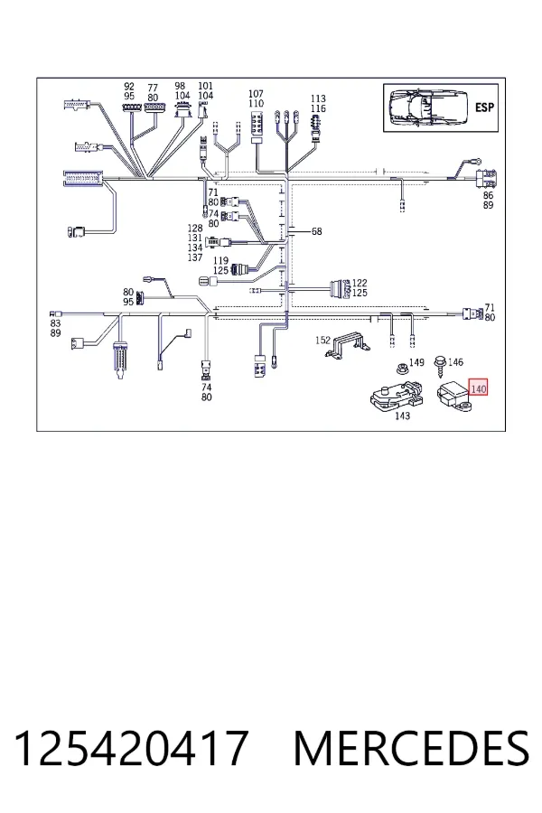 Sensor de aceleración longitudinal 125420417 Mercedes