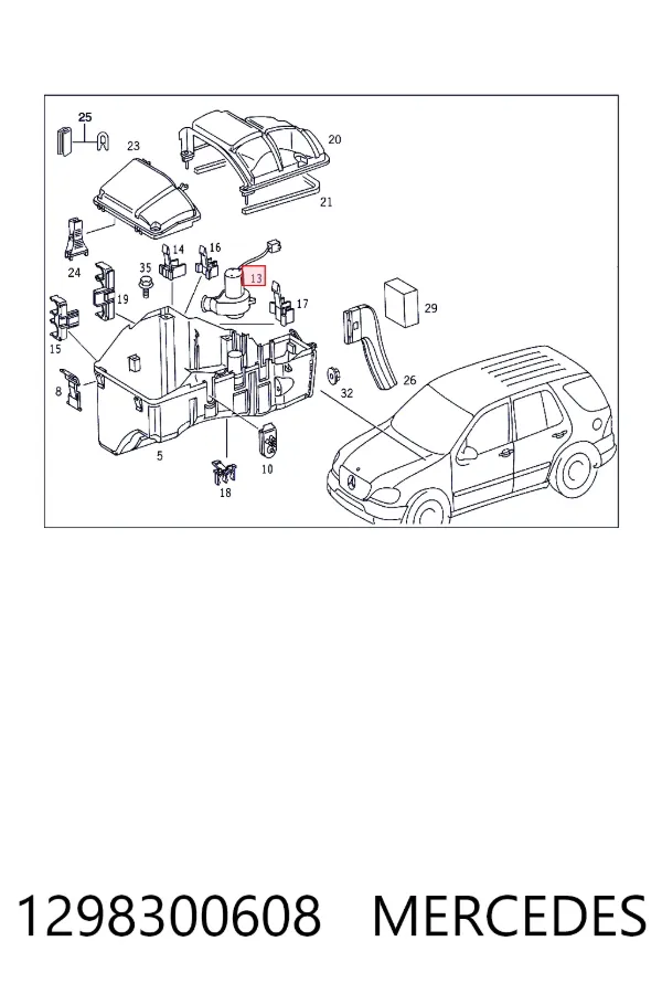 Ventilador del compartimiento del módulo de control 1298300608 Mercedes