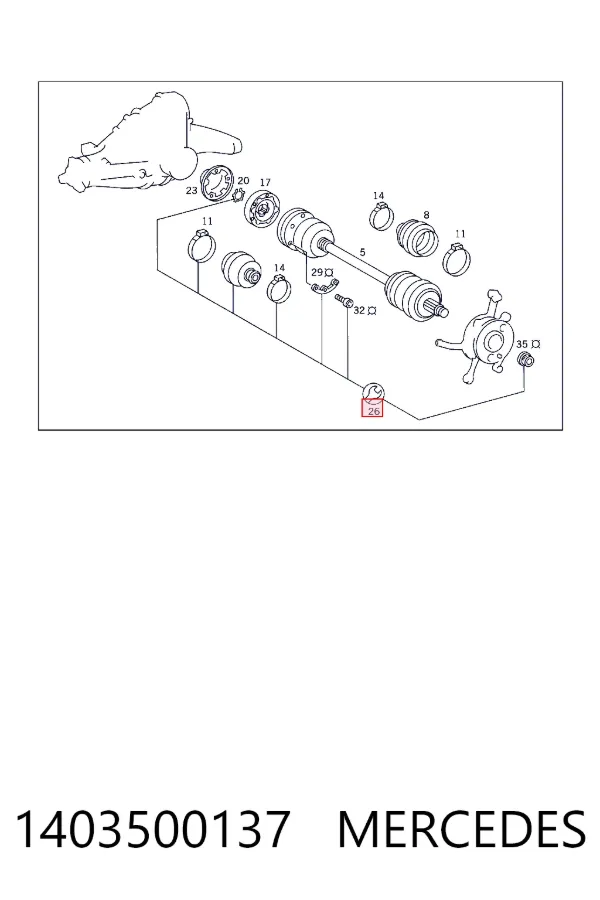 Fuelle exterior del eje de transmisión trasero 1403500137 Mercedes
