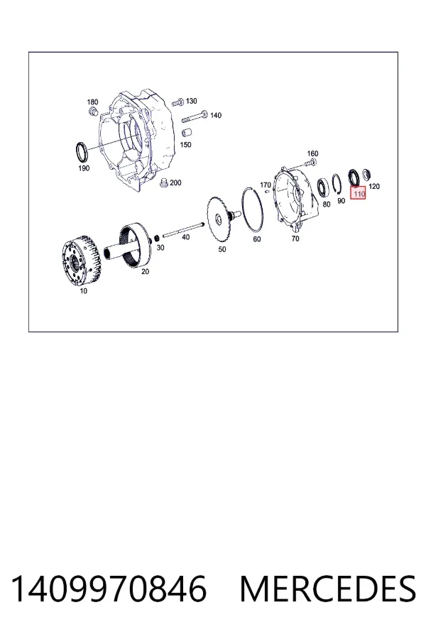 Retén del eje secundario de la transmisión 1409970846 Mercedes