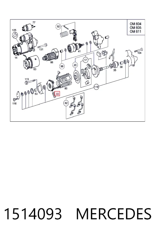 Kit de reparación de motor de arranque 1514093 Mercedes