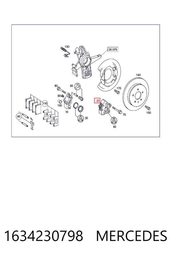 Pinza de freno trasera izquierda 1634230798 Mercedes
