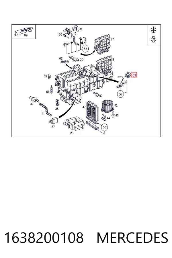 Actuador de compuerta de la calefacción 1638200108 Mercedes