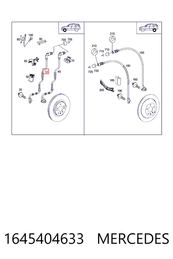 Sensor de desgaste de las pastillas de freno delanteras 1645404633 Mercedes