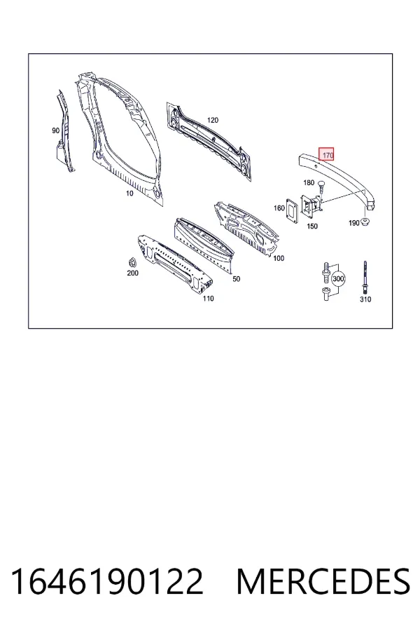 Refuerzo parachoques trasero Mercedes ML/GLE W164