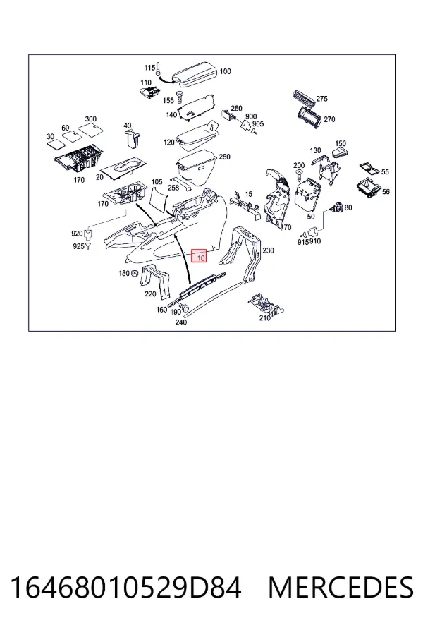Consola central del panel de control 16468010529D84 Mercedes