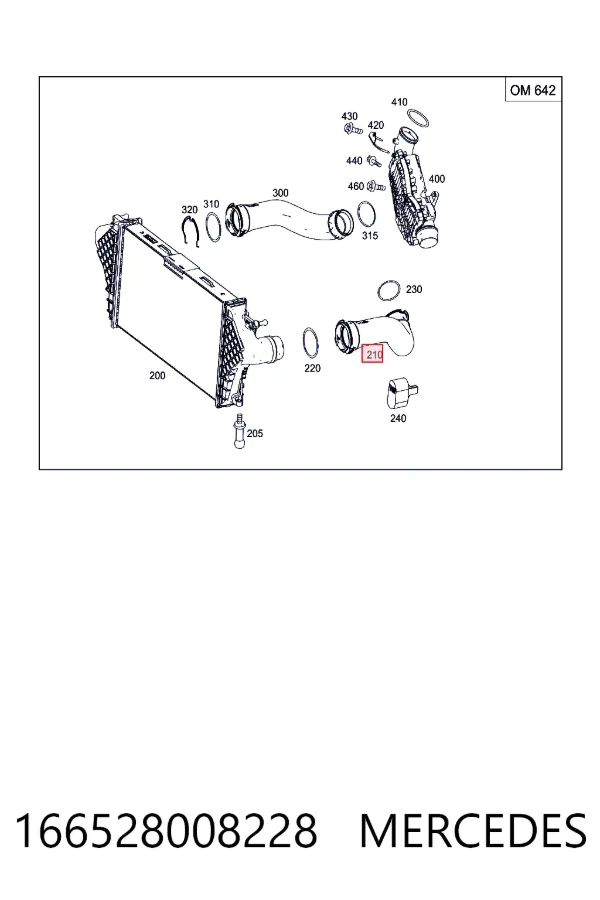 Tubo intercooler 166528008228 Mercedes