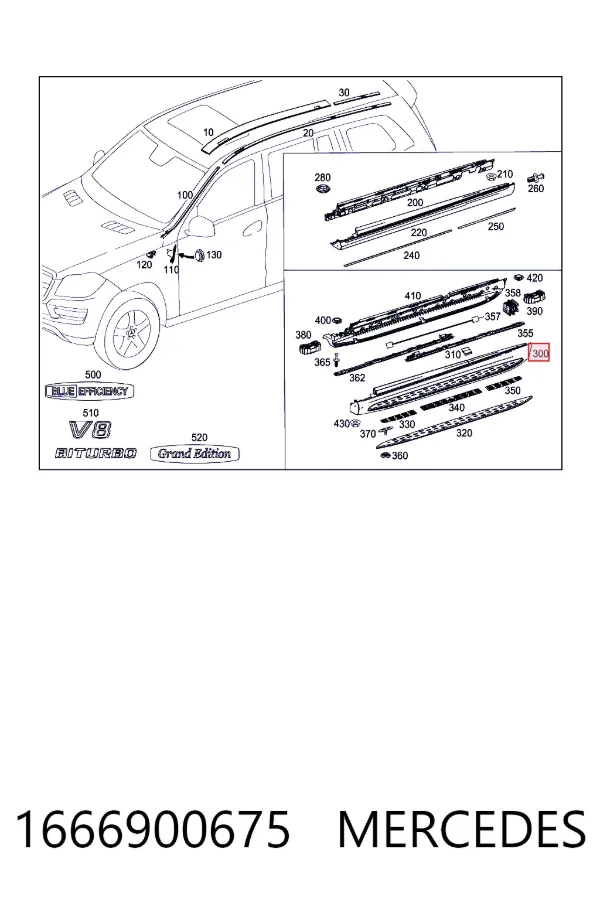 Estribo izquierdo 1666900675 Mercedes