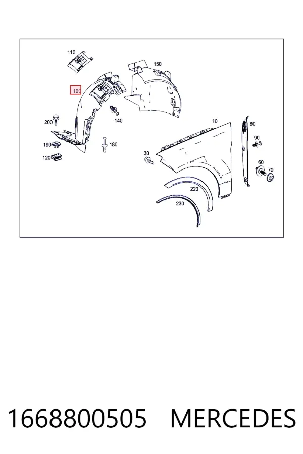 Guardalodos delantero izquierdo 1668800505 Mercedes