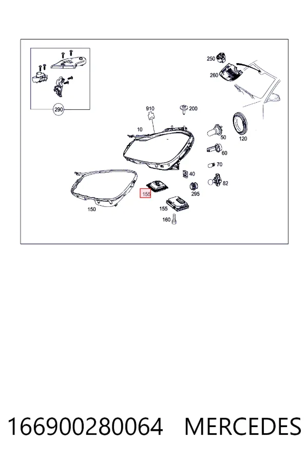 Unidad de control de xenón 166900280064 Mercedes