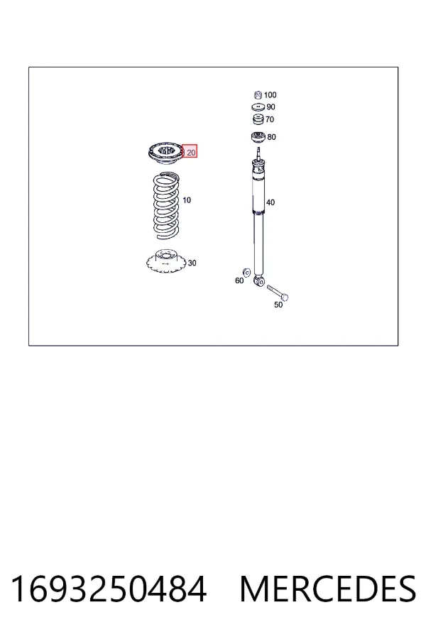 Aislador de resorte trasero superior 1693250484 Mercedes