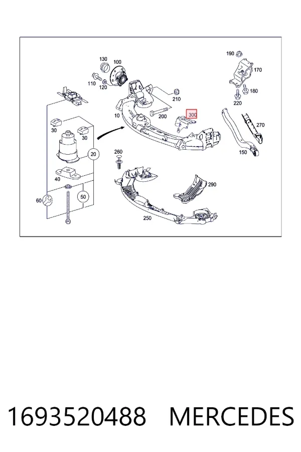 Protección inferior trasera del brazo de suspensión 1693520488 Mercedes