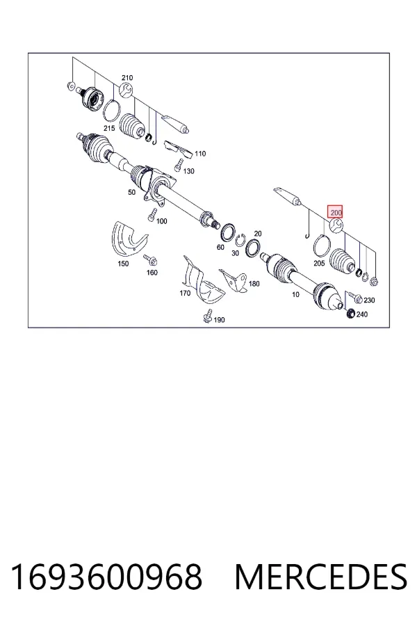 Fuelle de semieje delantero interior 1693600968 Mercedes