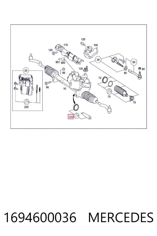 Kit de reparación, mecanismo dirección 1694600036 Mercedes