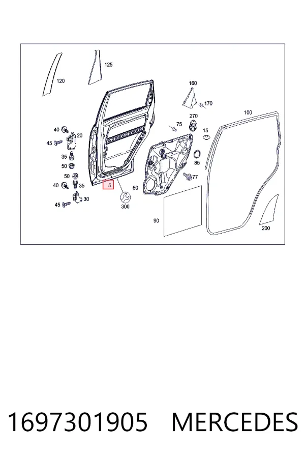 Puerta trasera izquierda 1697301905 Mercedes