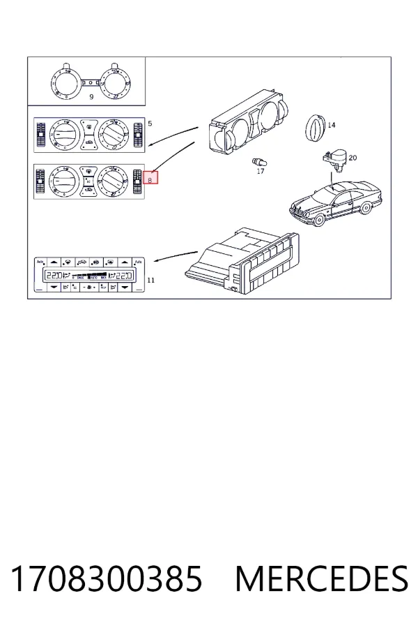 Unidad de control aire acondicionado 1708300385 Mercedes