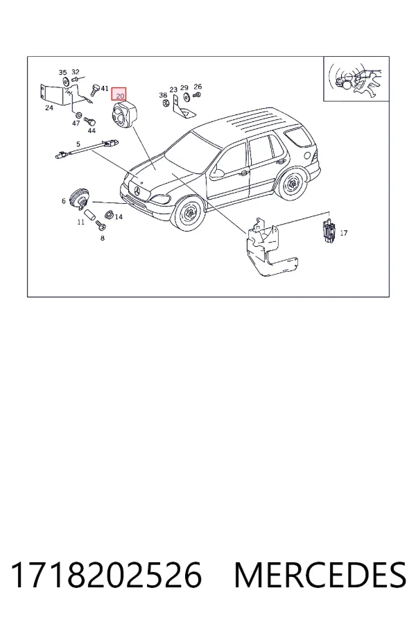 Campana de alarma acústica 1718202526 Mercedes